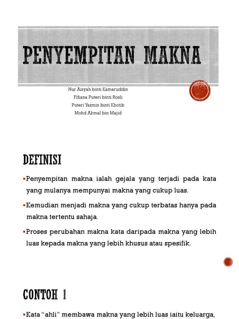 Detail Contoh Penyempitan Makna Nomer 8