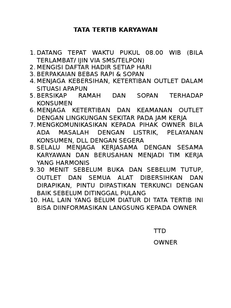 Detail Contoh Peraturan Perusahaan Singkat Nomer 32