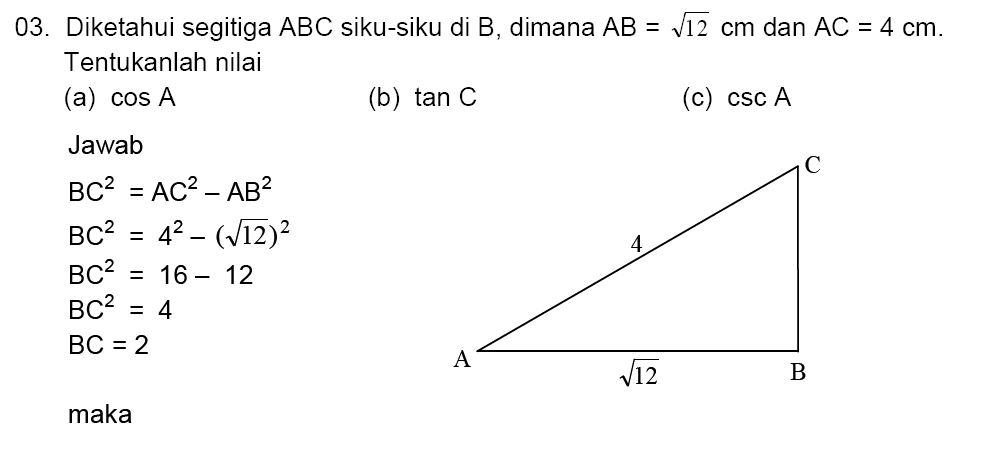 Detail Contoh Perbandingan Trigonometri Nomer 18