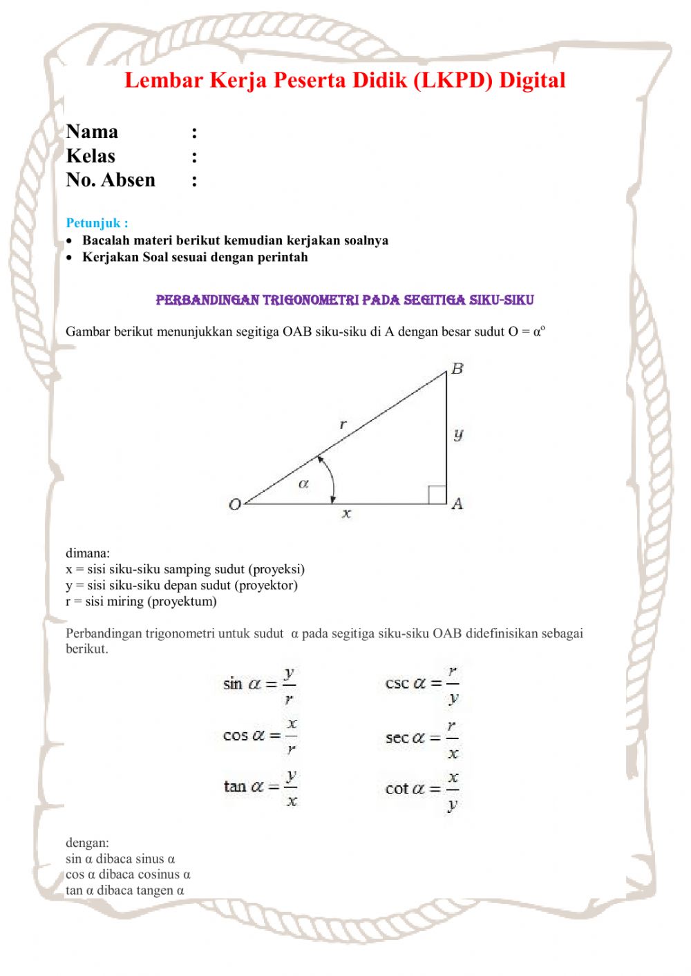 Detail Contoh Perbandingan Trigonometri Nomer 44