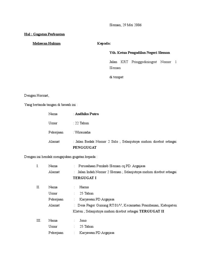 Detail Contoh Perbuatan Hukum Nomer 54