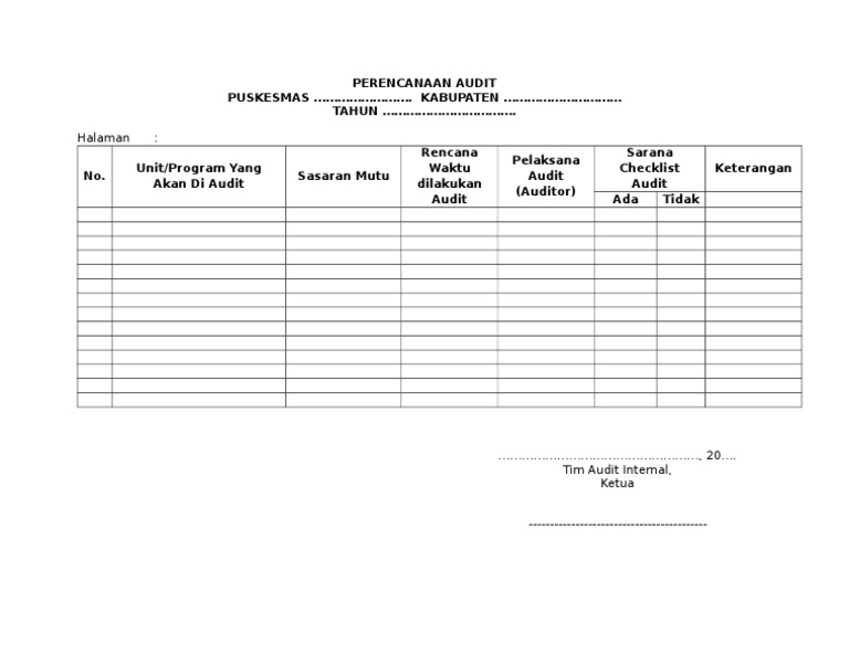 Detail Contoh Perencanaan Audit Nomer 6