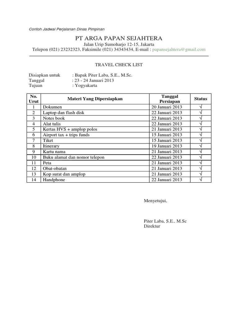 Contoh Perjalanan Dinas - KibrisPDR