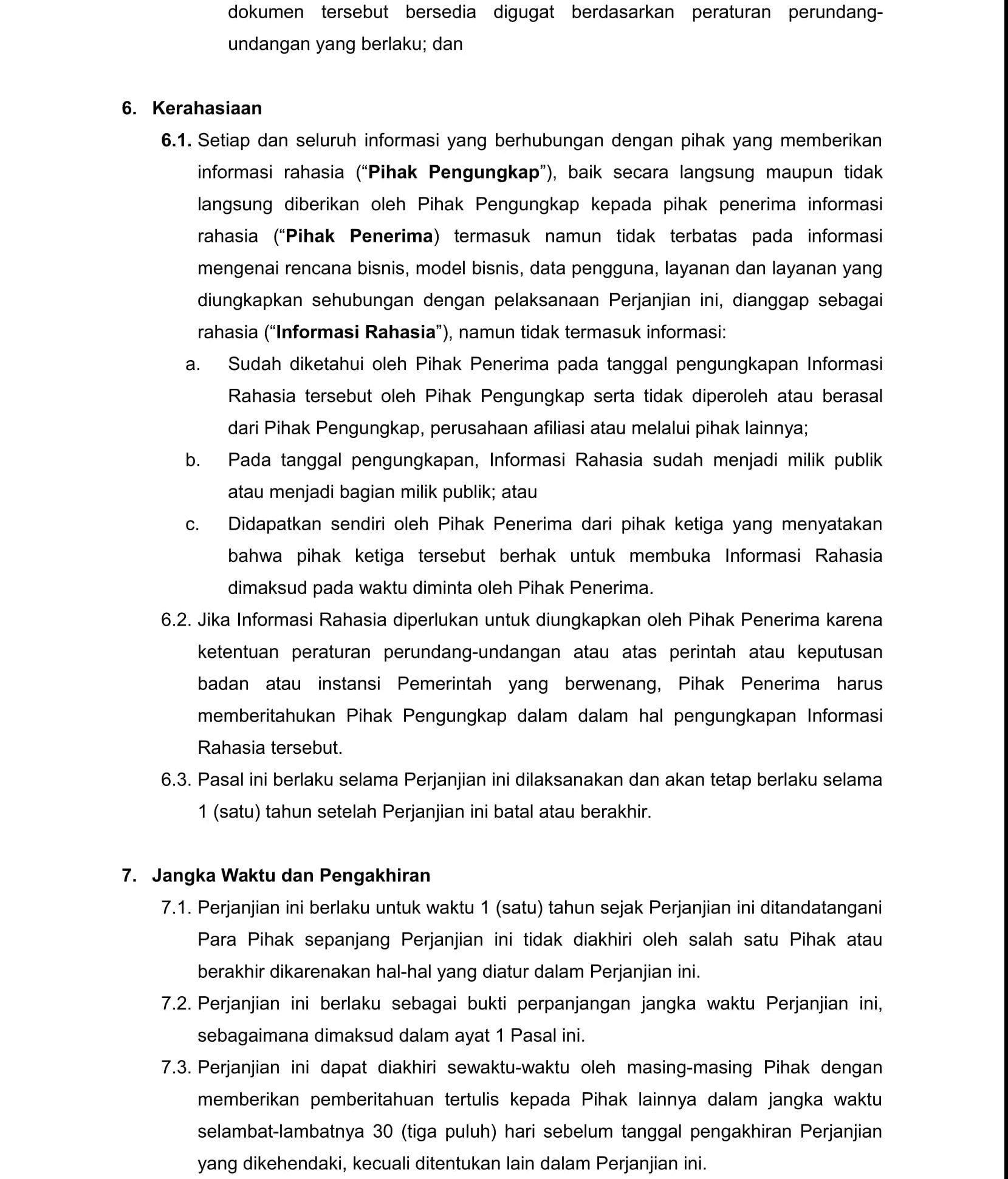 Detail Contoh Perjanjian Baku Nomer 13