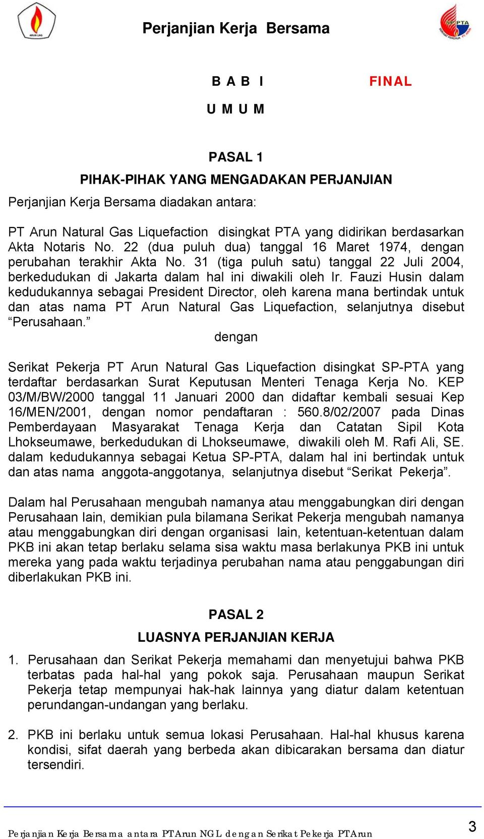 Detail Contoh Perjanjian Kerja Bersama Antara Perusahaan Dan Karyawan Nomer 4