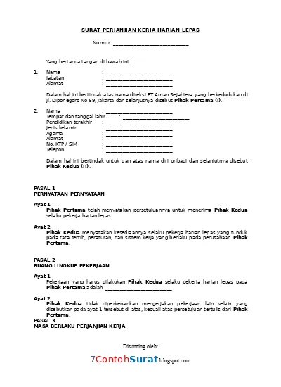 Detail Contoh Perjanjian Kerja Bersama Antara Perusahaan Dan Karyawan Nomer 52