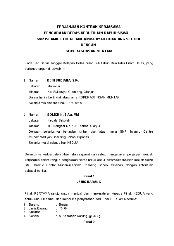 Detail Contoh Perjanjian Kerjasama Jasa Nomer 41