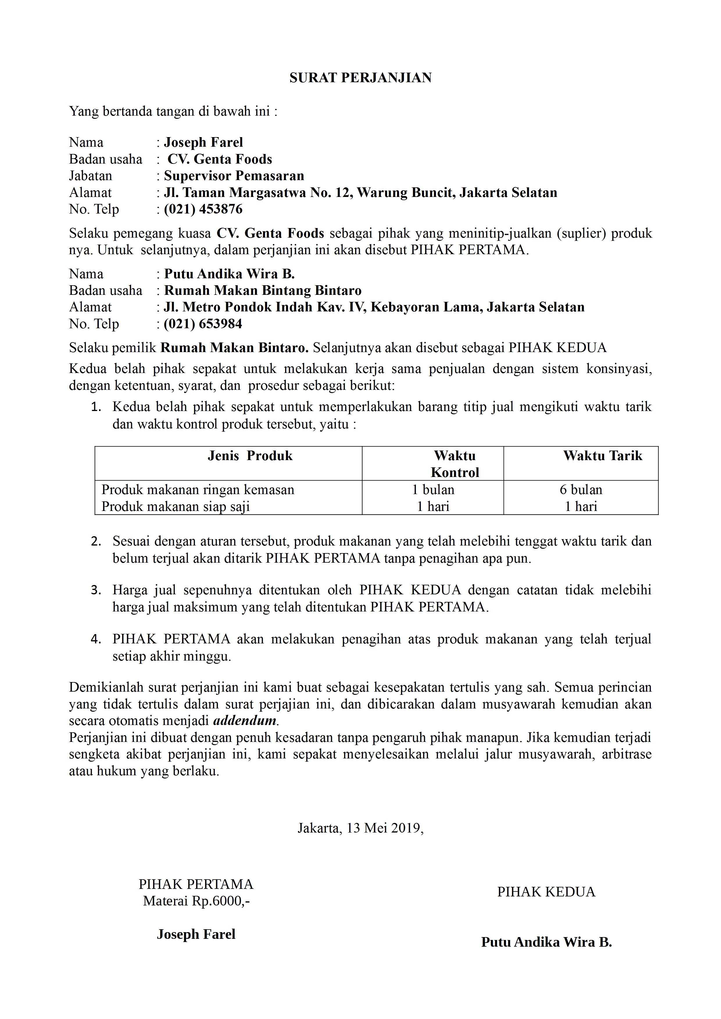 Detail Contoh Perjanjian Konsinyasi Nomer 6