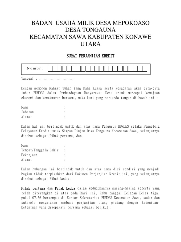 Detail Contoh Perjanjian Kredit Nomer 27