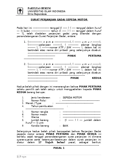 Detail Contoh Perjanjian Kredit Nomer 34