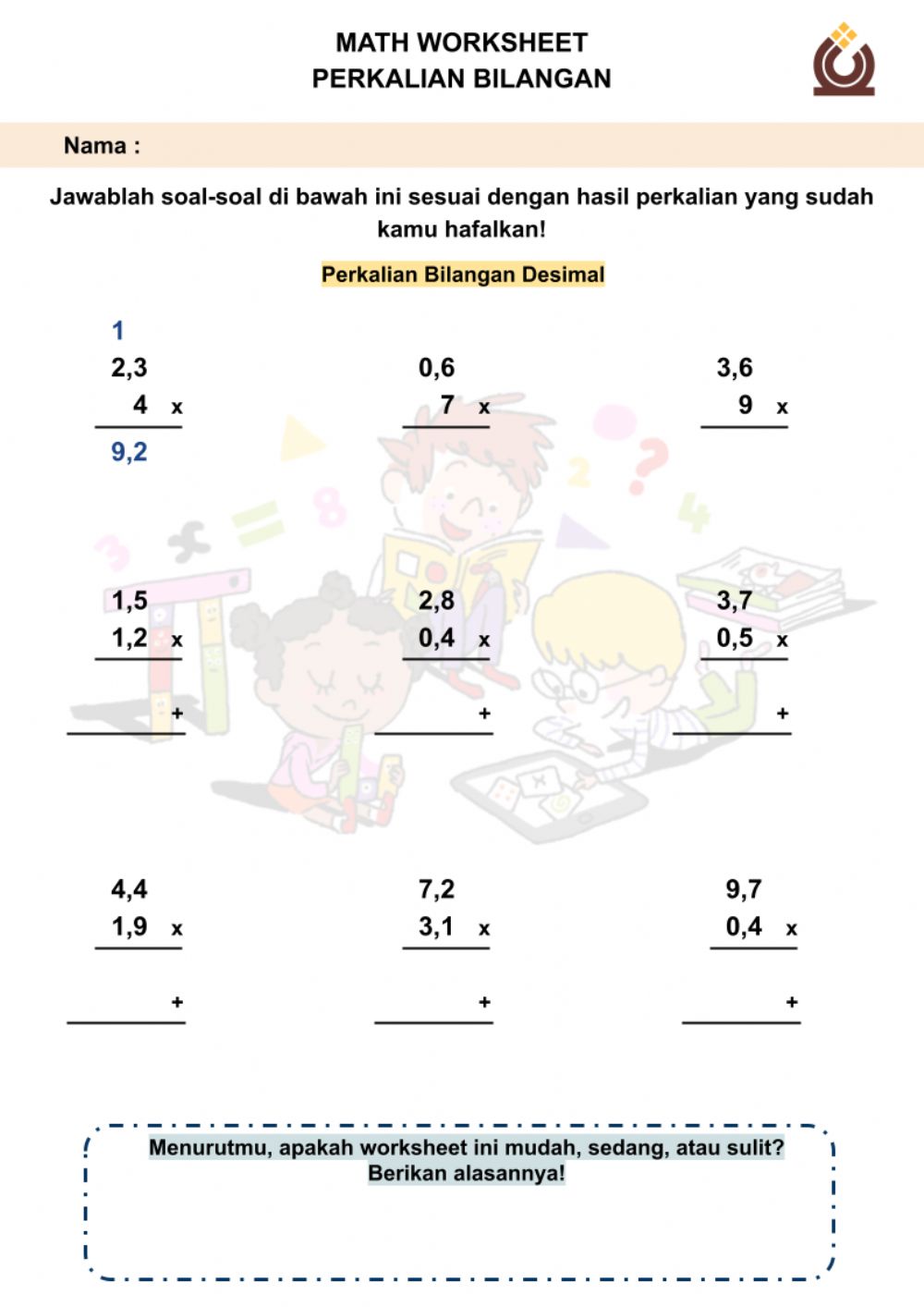 Detail Contoh Perkalian Desimal Nomer 20