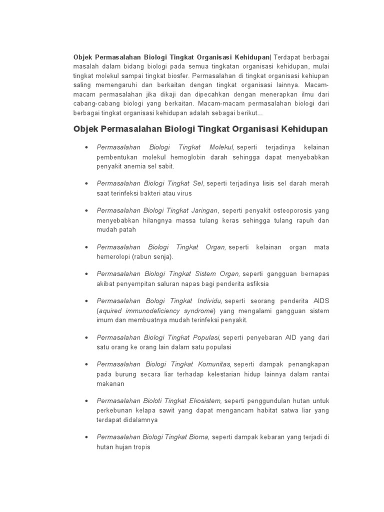 Detail Contoh Permasalahan Biologi Pada Tingkat Organ Nomer 13