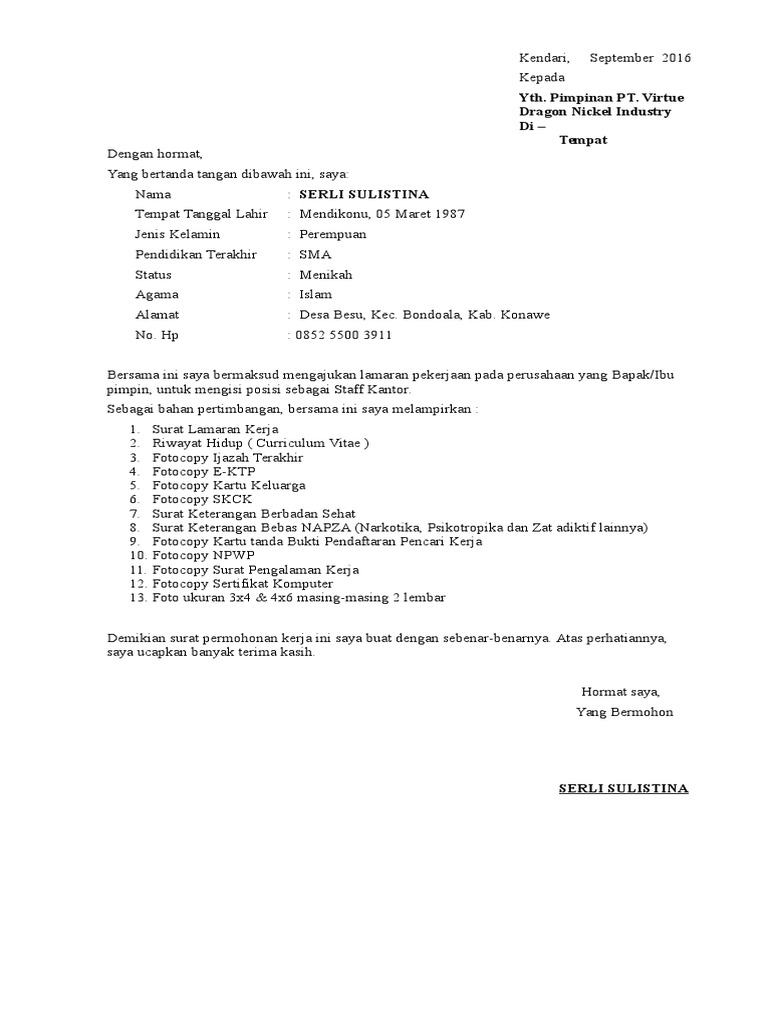 Detail Contoh Permohonan Kerja Nomer 22