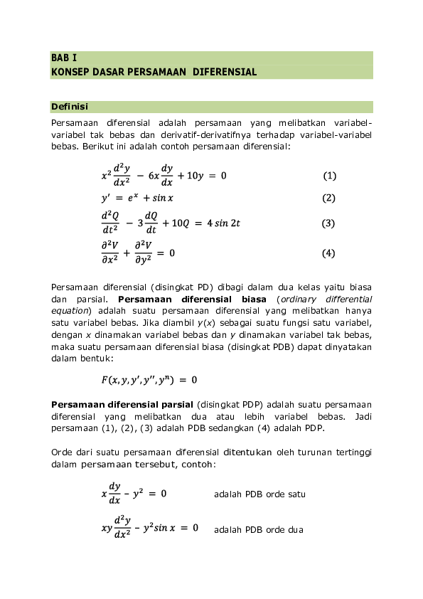 Detail Contoh Persamaan Diferensial Nomer 38