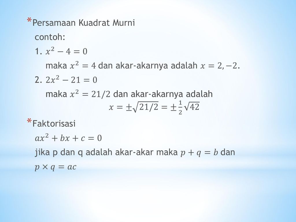 Detail Contoh Persamaan Kuadrat Nomer 33