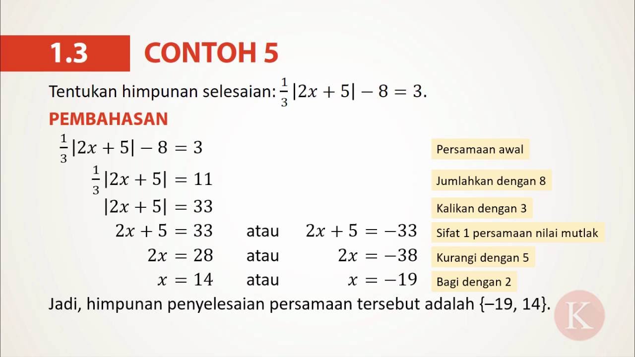 Detail Contoh Persamaan Nilai Mutlak Nomer 3