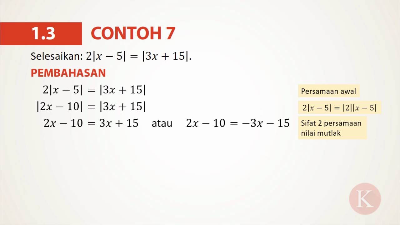 Detail Contoh Persamaan Nilai Mutlak Nomer 41