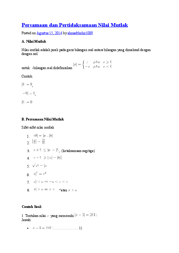 Detail Contoh Persamaan Nilai Mutlak Nomer 48