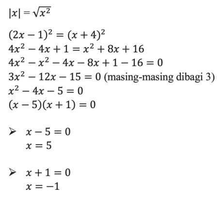 Detail Contoh Persamaan Nilai Mutlak Linear Satu Variabel Nomer 11