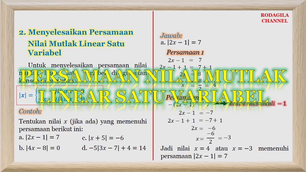 Detail Contoh Persamaan Nilai Mutlak Linear Satu Variabel Nomer 38