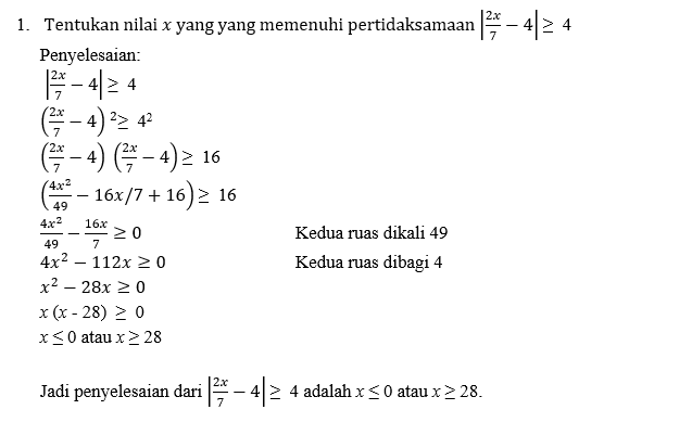 Detail Contoh Persamaan Nilai Mutlak Linear Satu Variabel Nomer 44