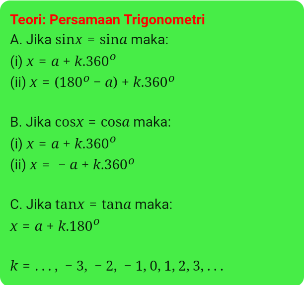 Detail Contoh Persamaan Trigonometri Nomer 14