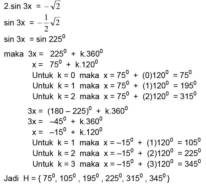 Detail Contoh Persamaan Trigonometri Nomer 9