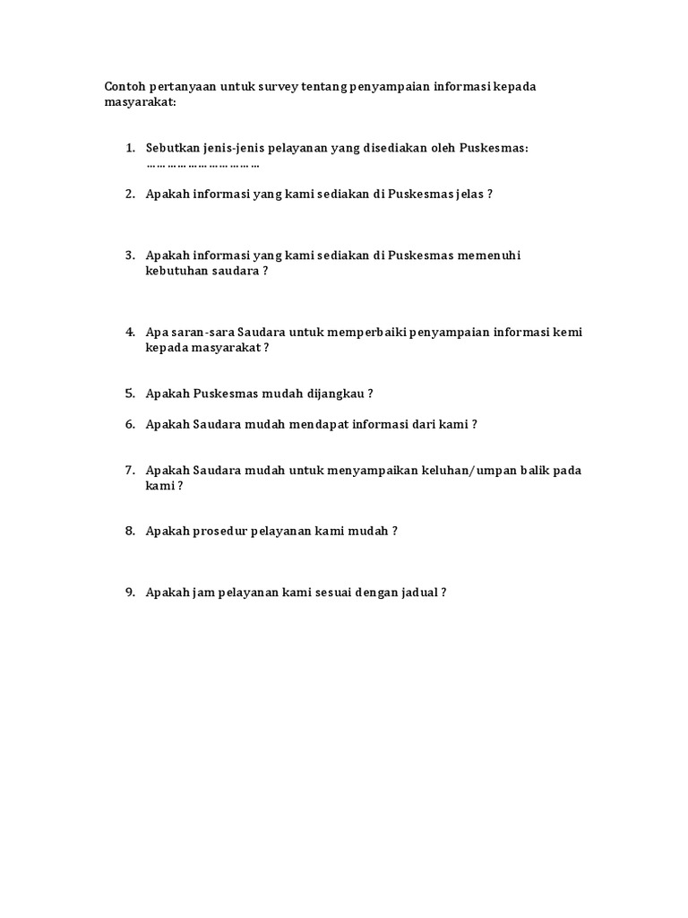 Detail Contoh Pertanyaan Survey Nomer 3
