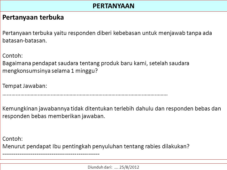 Detail Contoh Pertanyaan Survey Nomer 24