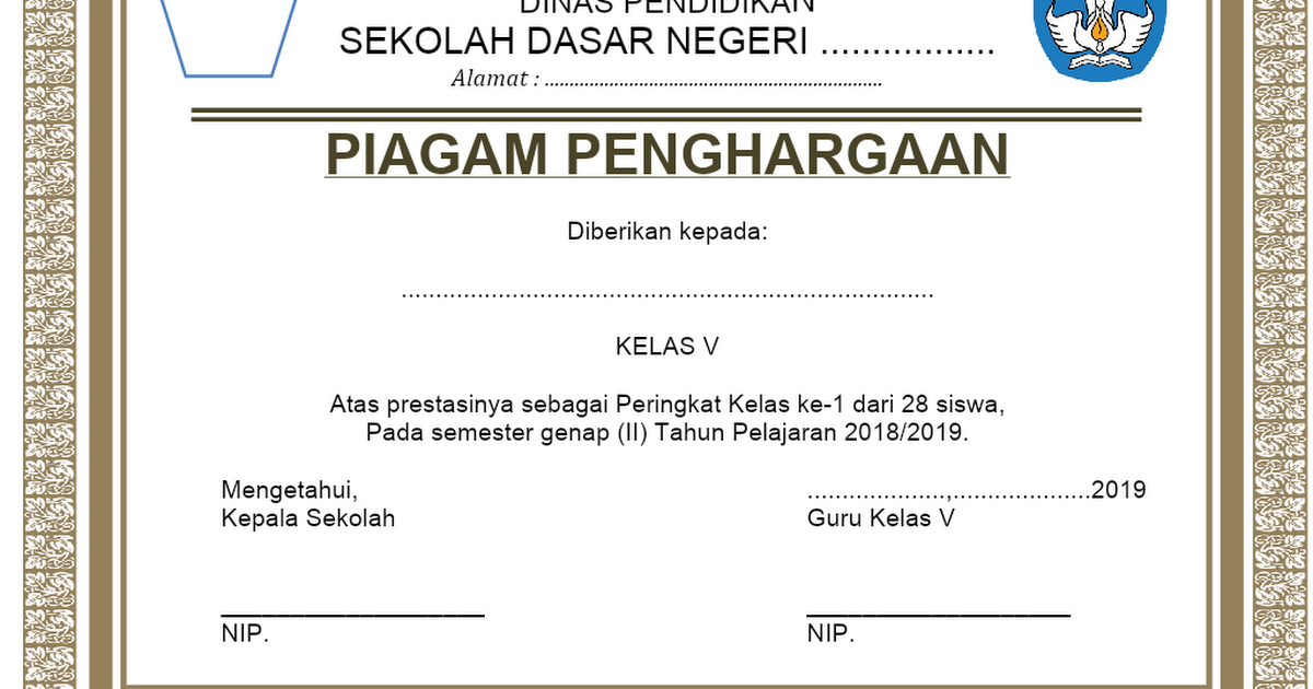 Detail Contoh Piagam Penghargaan Kosong Nomer 46