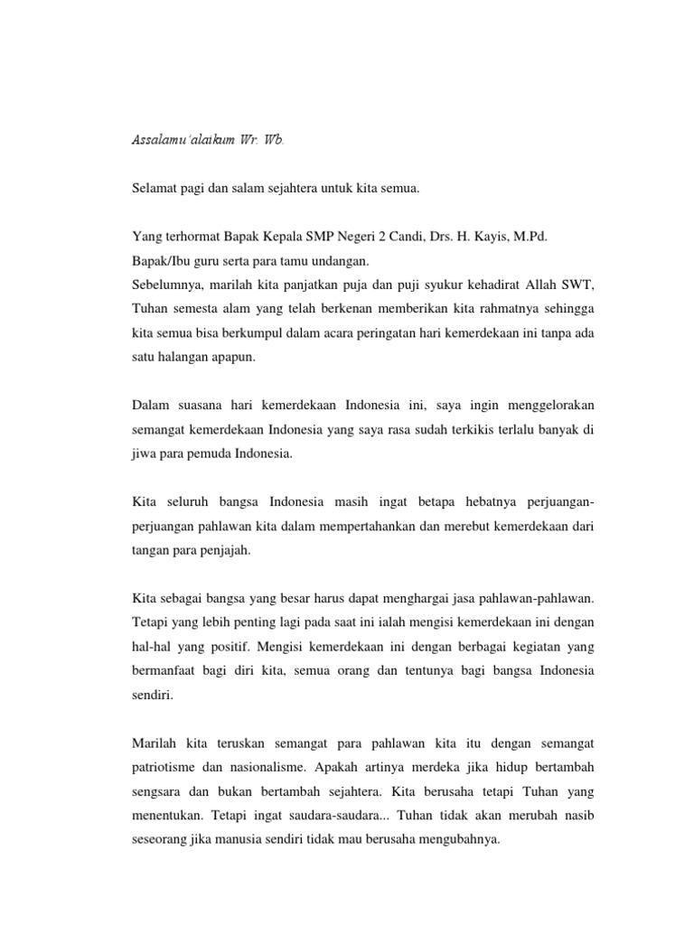 Detail Contoh Pidato 17 Agustus Sekolah Dasar Singkat Nomer 3
