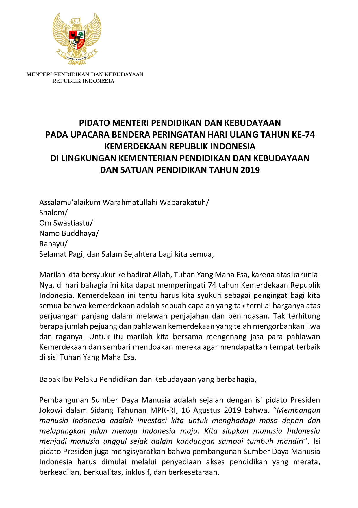Detail Contoh Pidato 17 Agustus Sekolah Dasar Singkat Nomer 4