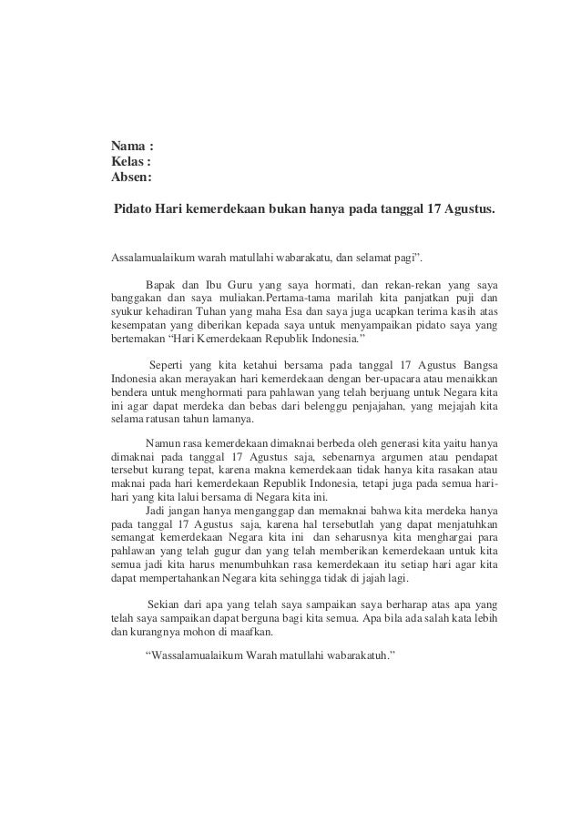 Detail Contoh Pidato 17 Agustus Sekolah Dasar Singkat Nomer 41