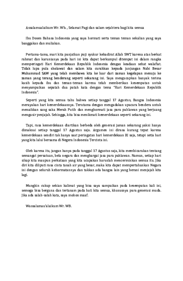 Detail Contoh Pidato 17 Agustus Sekolah Dasar Singkat Nomer 50