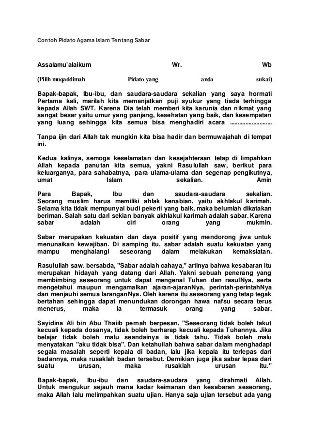 Contoh Pidato Agama - KibrisPDR