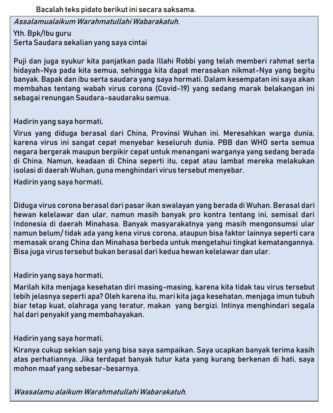 Detail Contoh Pidato Brainly Nomer 14