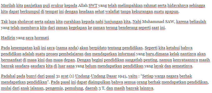 Detail Contoh Pidato Singkat Nomer 55