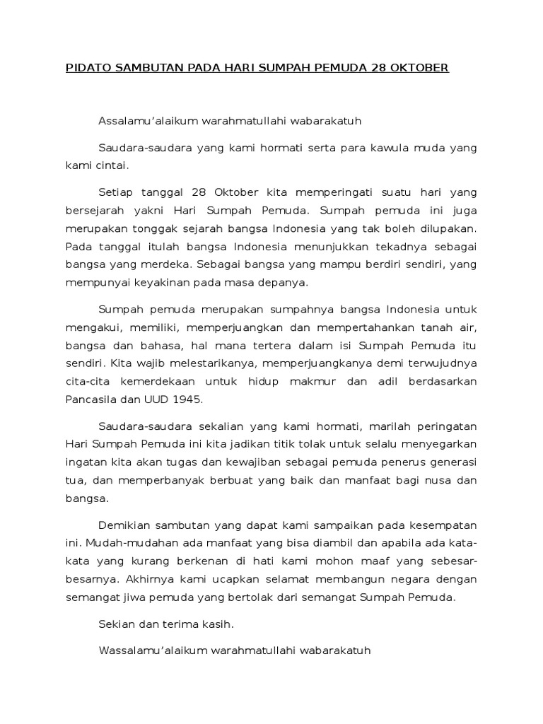 Detail Contoh Pidato Sumpah Pemuda Nomer 9