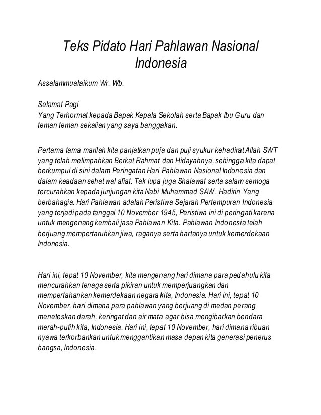 Contoh Pidato Tentang Hari Pahlawan - KibrisPDR