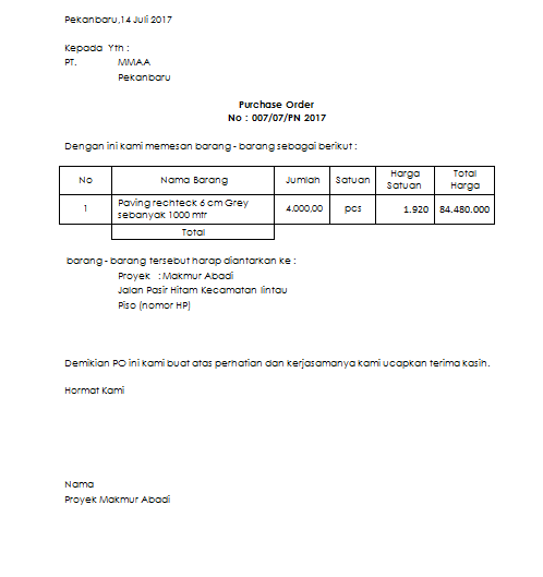 Detail Contoh Po Barang Nomer 23