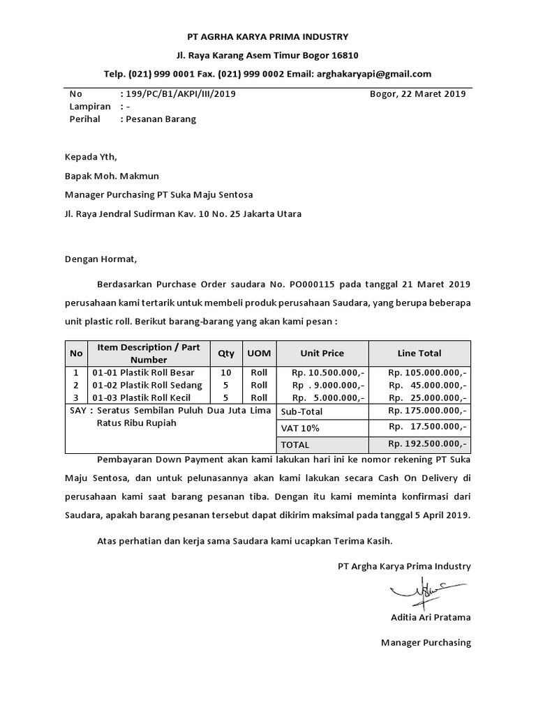 Detail Contoh Po Perusahaan Nomer 45