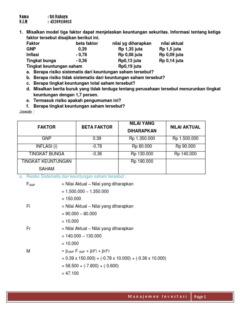 Detail Contoh Portofolio Investasi Nomer 24