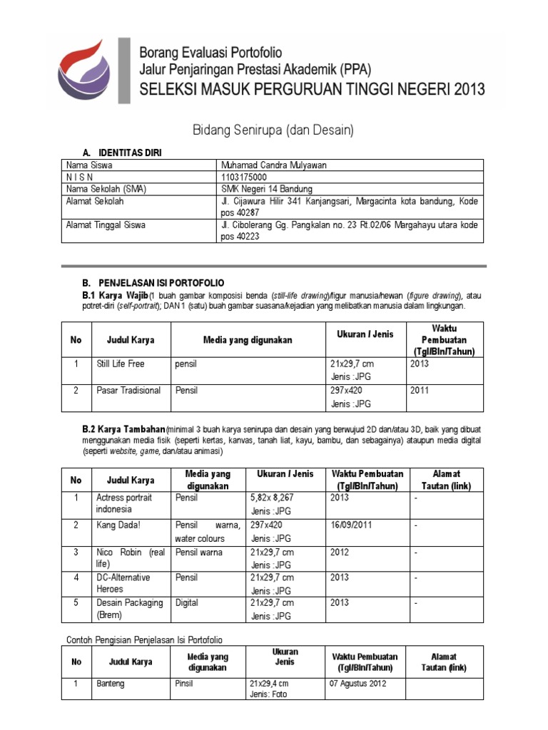 Detail Contoh Portofolio Seni Rupa Nomer 23