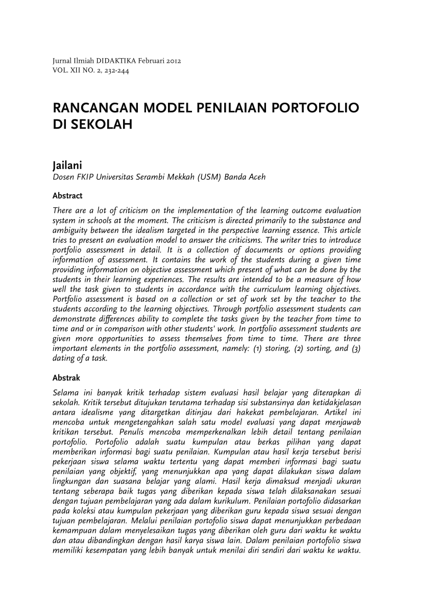 Detail Contoh Portofolio Siswa Sd Nomer 54