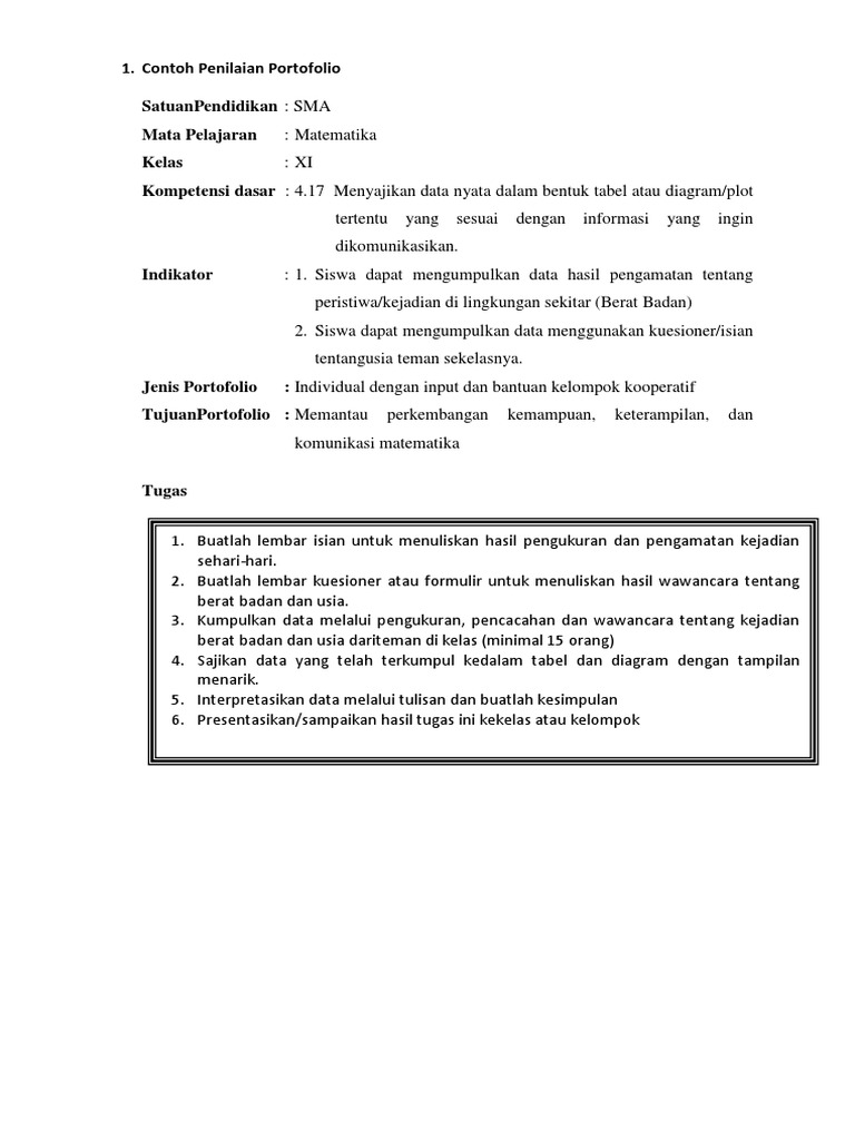 Detail Contoh Portofolio Siswa Sma Nomer 12