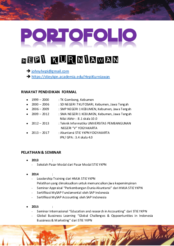 Detail Contoh Portofolio Siswa Sma Nomer 36