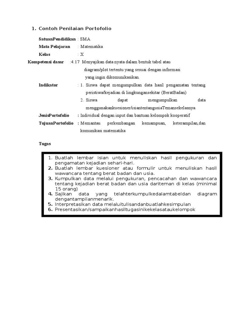 Detail Contoh Portofolio Siswa Sma Nomer 9