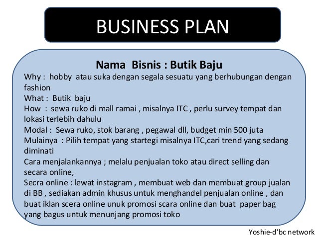 contoh business plan online shop pakaian