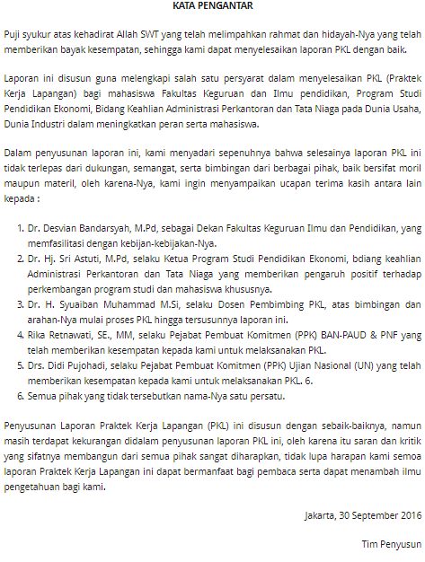 Detail Contoh Prakata Laporan Nomer 32