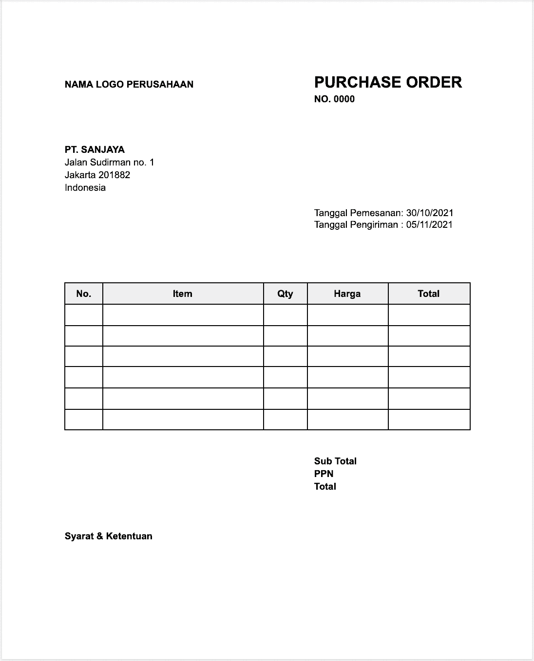 Detail Contoh Pre Order Nomer 16